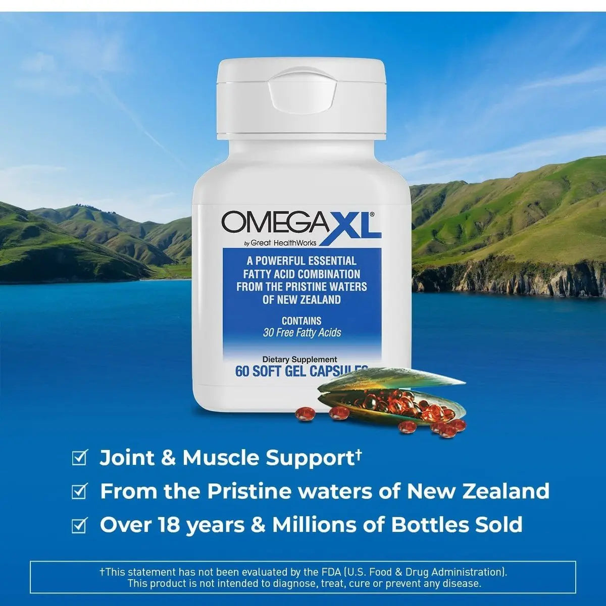 OmegaXL 120 Softgels (60 x 2 Pack) & VitaminXL D3 High Potency Daily Vitamin D 5000 IU 125mcg(30 Softgels) OmegaXL